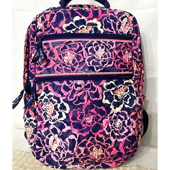 Vera Bradley Backpack Women Medium Katalina Pink Purple Campus Bag Book Bag - Picture 1 of 11